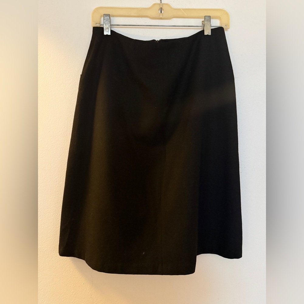 Searle Classic Wool Black A-Line Skirt